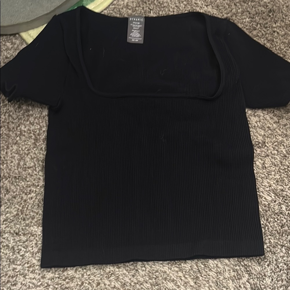 Black Square Neck Top